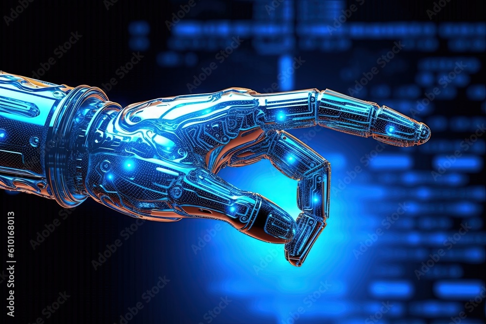Cyber robot fingers. Generative AI. Cyber robot fingers. Generative AI.