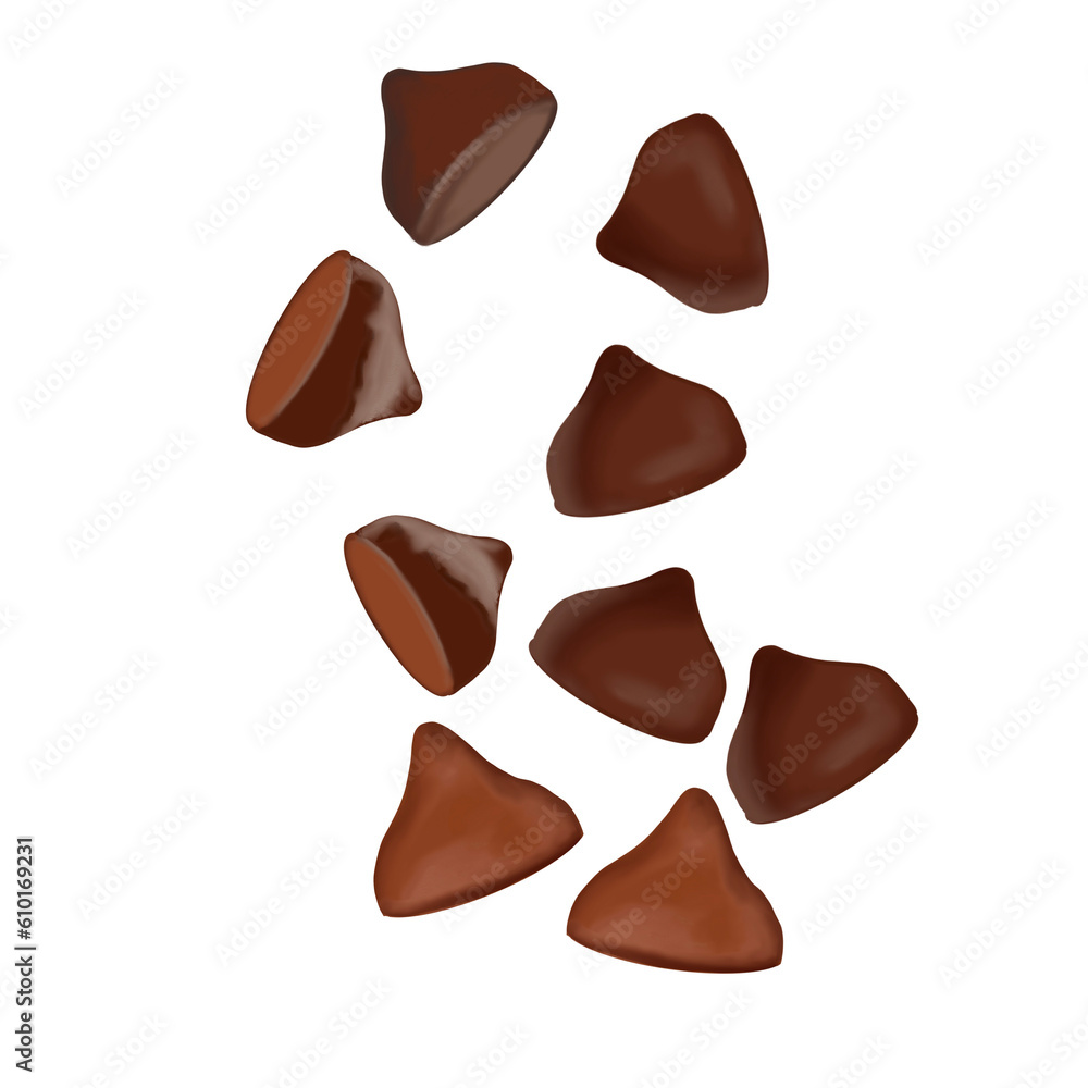 Fototapeta premium Chocolate chips candy draw and paint no background 