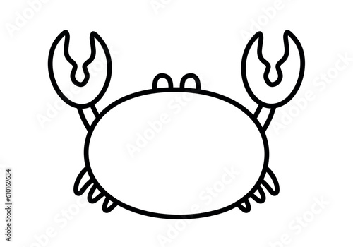 Crab Line Icon in Sea Animal Doodle Cartoon Animated Vector Illustration