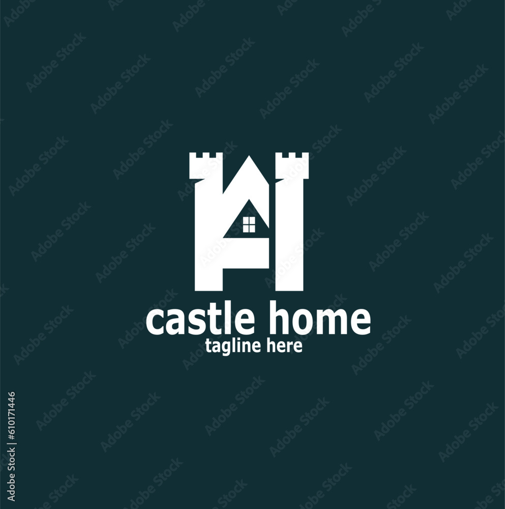 Castle Home logo, castle silhouette logo illustration vector template design