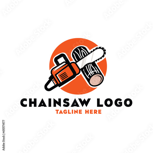 Chainsaw logo, Lumberjack Scene, tree