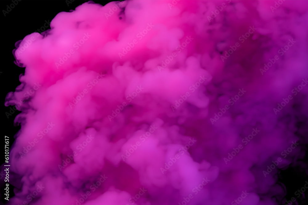 Fototapeta premium AI Generative atmospheric smoke puff cloud design elements on a dark background.