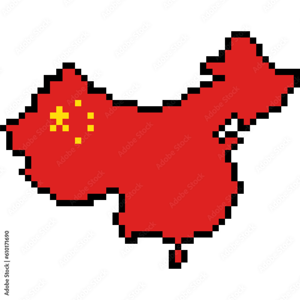 Obraz premium pixel art china map flag