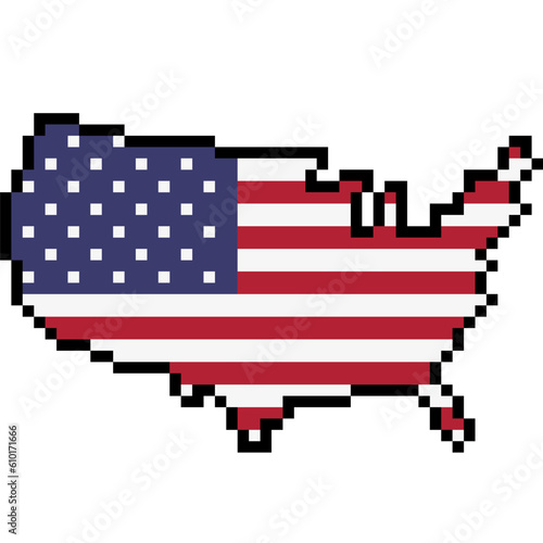 pixel art USA map flag