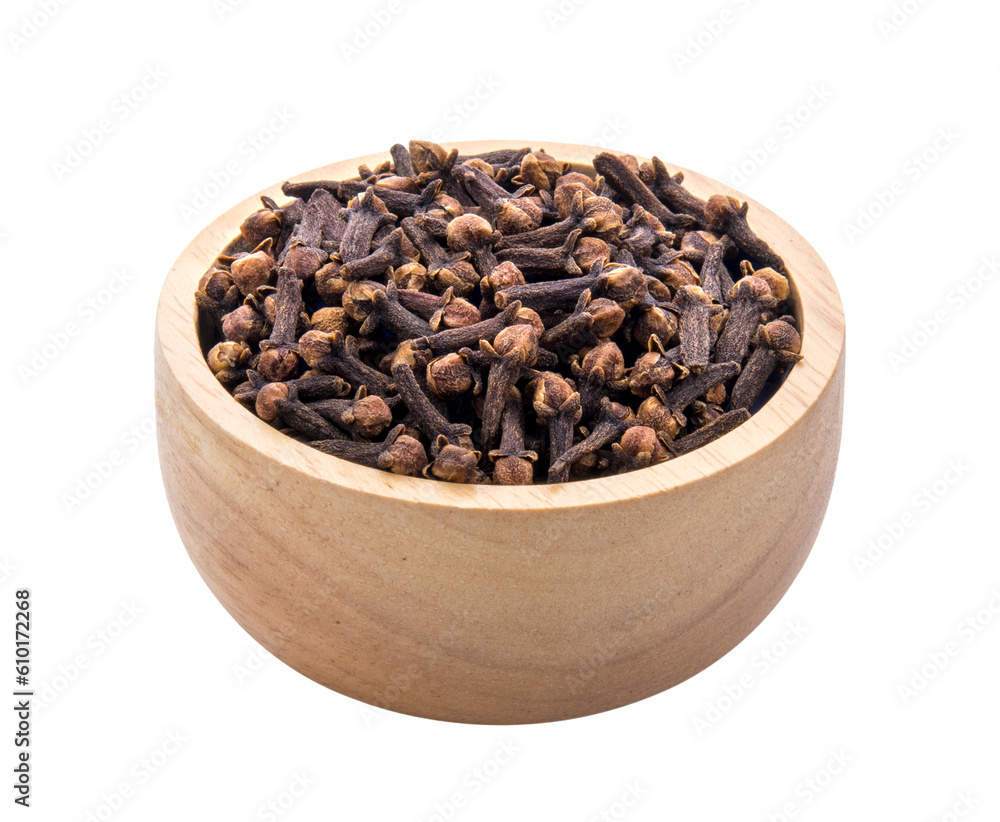cloves spices in wood bowl on transparent png cloves spices in wood bowl on transparent png