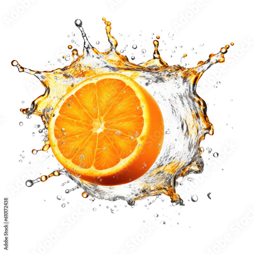 orange water splash isolated on white