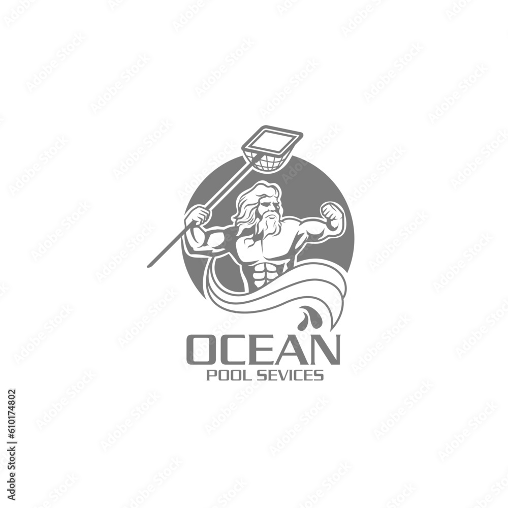 Ocean pool service logo template