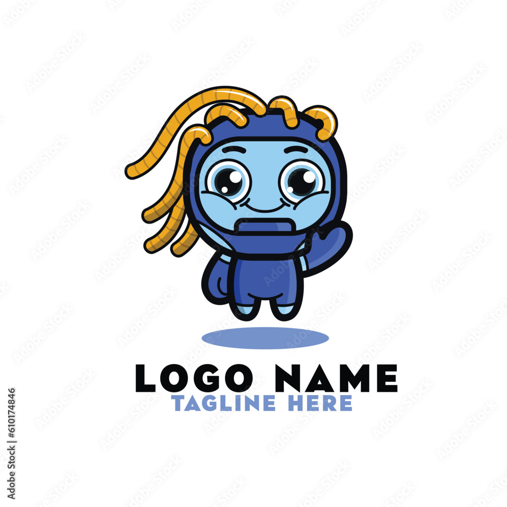 Robot character blue mascot