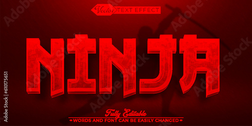 Red Ninja Vector Editable Text Effect Template