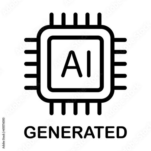 Artificial intelligence generated icon vector AI sign for graphic design, logo, website, social media, mobile app, UI illustration.