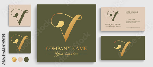 V logo. V letter logo template elements. personal monogram. Vector elegant logo