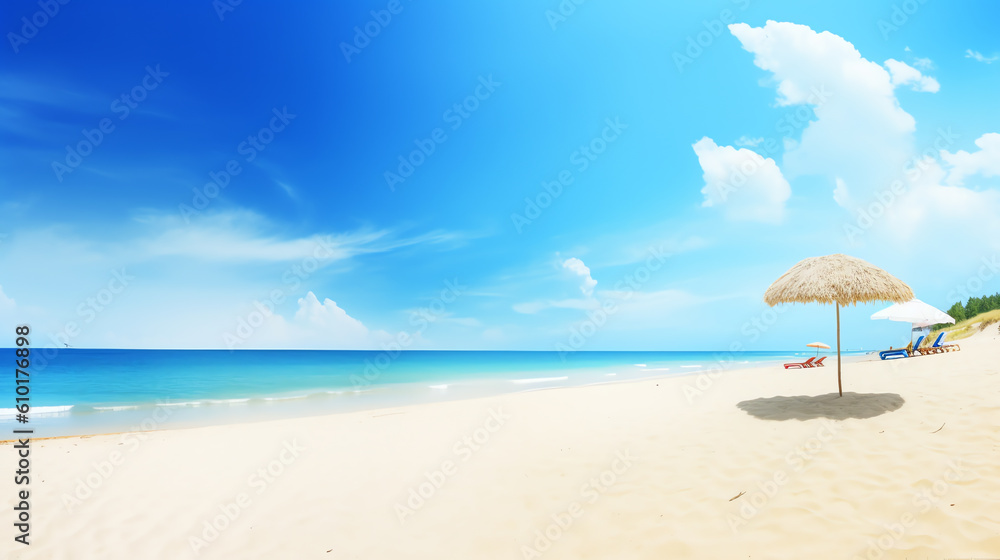 photo beautiful beach background with umbrella and copy space ai generative