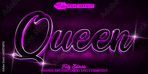Dark Purple Luxury Queen Vector Editable Text Effect Template