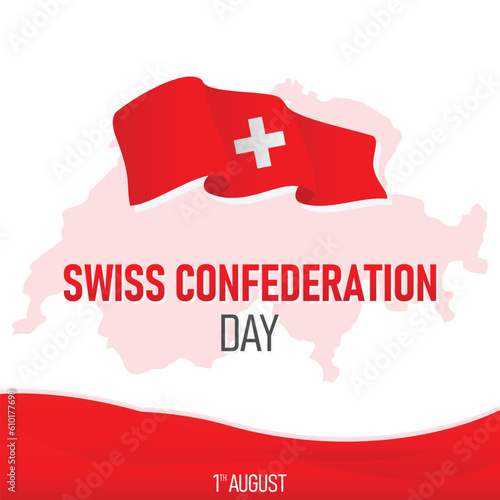 Swiss Confederation Day with Red map of the country