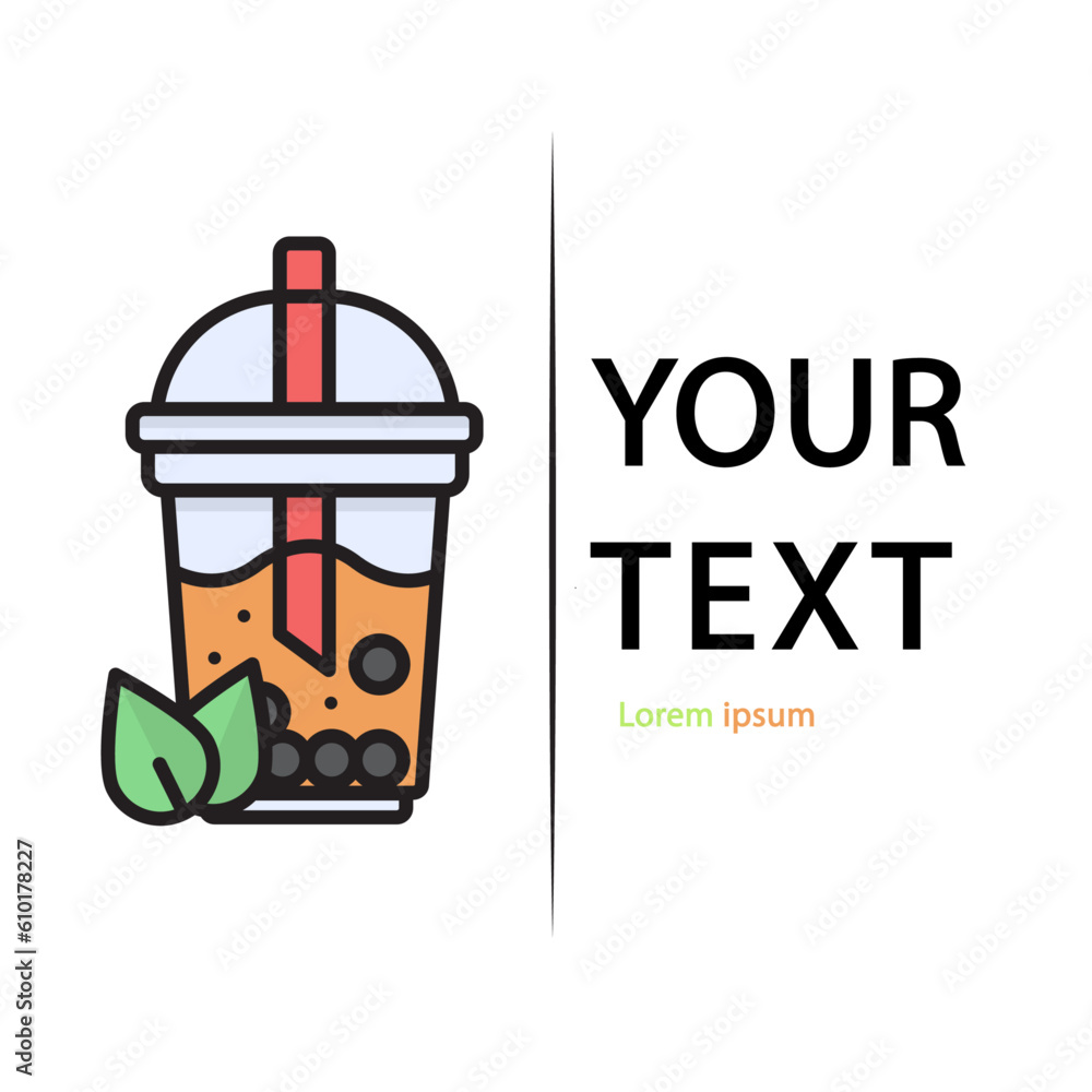 Bubble Ice Tea Cup icon milk tea, healthy, herbal for app web logo banner poster icon - Vector File Bubble Ice Tea Cup icon milk tea, healthy, herbal for app web logo banner poster icon - Vector File