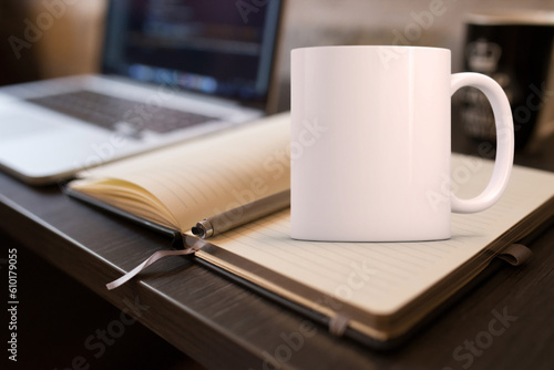 White Mug Cup Mock Up Minimalist Coffee Cup Lifestyle Vibe Generative AI