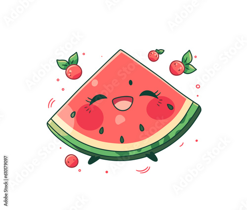 A happy watermelon slice with arms wide open