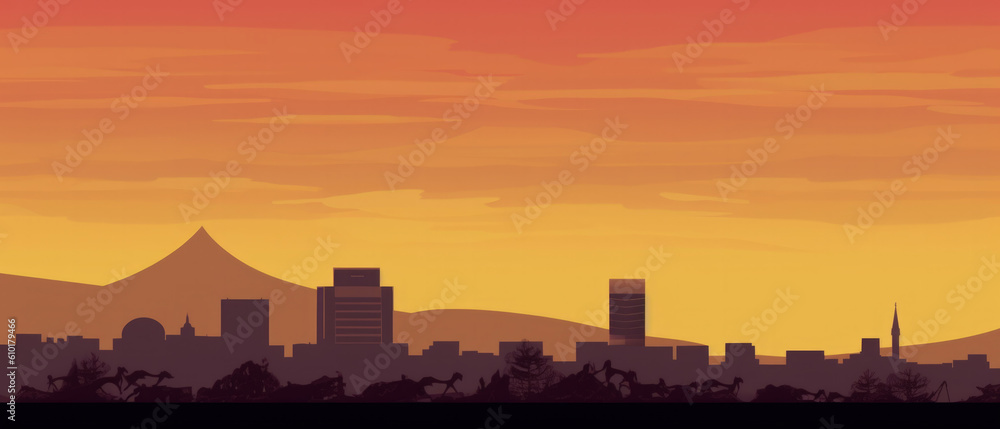 Ethiopia Famous Landmarks Skyline Silhouette Style, Colorful, Cityscape, Travel and Tourist Attraction - Generative AI