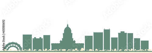 Abstract Charleston USA City Skyline with Color Buildings. Business Travel and Tourism Concept with Modern Architecture.