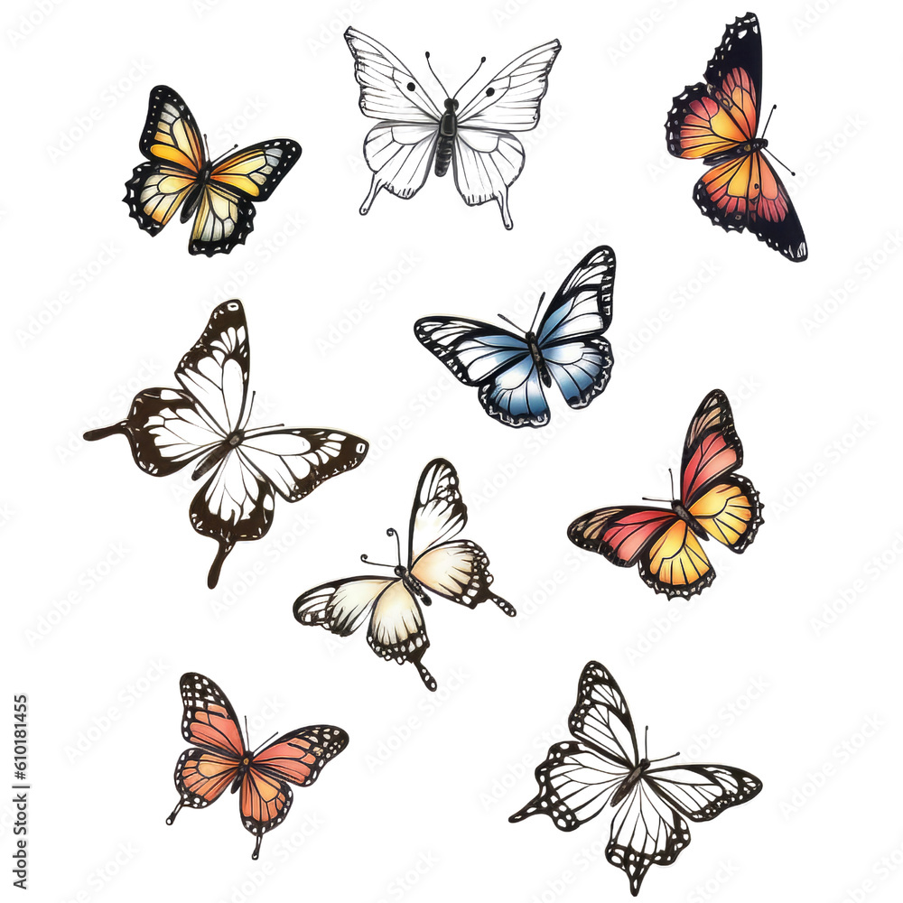 Types of Butterflies Assorted Through Colors 