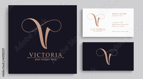 V and infinity logo. V letter logo template elements. personal monogram. Vector elegant logo.