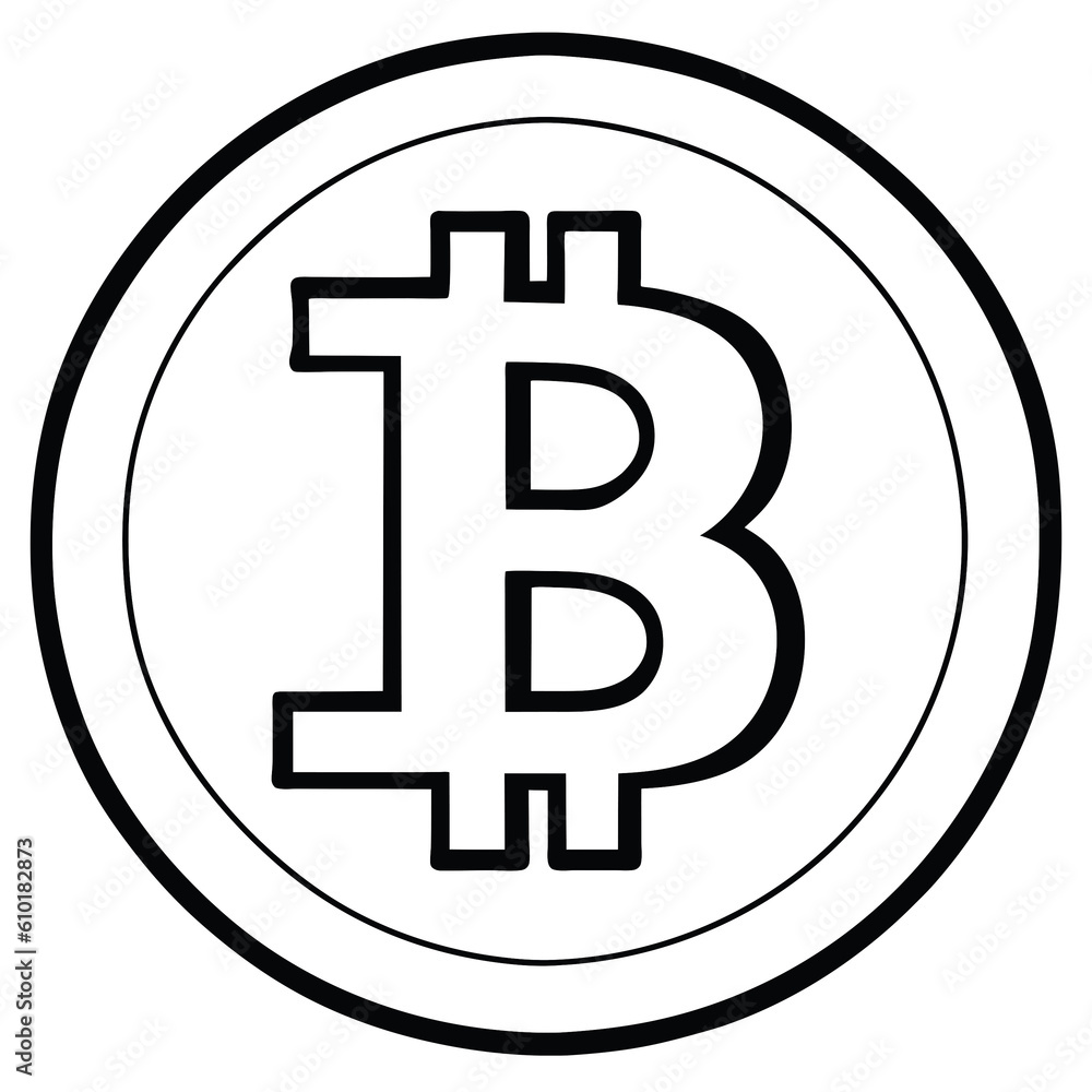 Bitcoin symbol, digital currency bitcoin icon isolated on white background with assorted shapes Bitcoin symbol, digital currency bitcoin icon isolated on white background with assorted shapes
