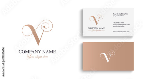 V logo. V letter logo template elements. personal monogram. Vector elegant logo photo