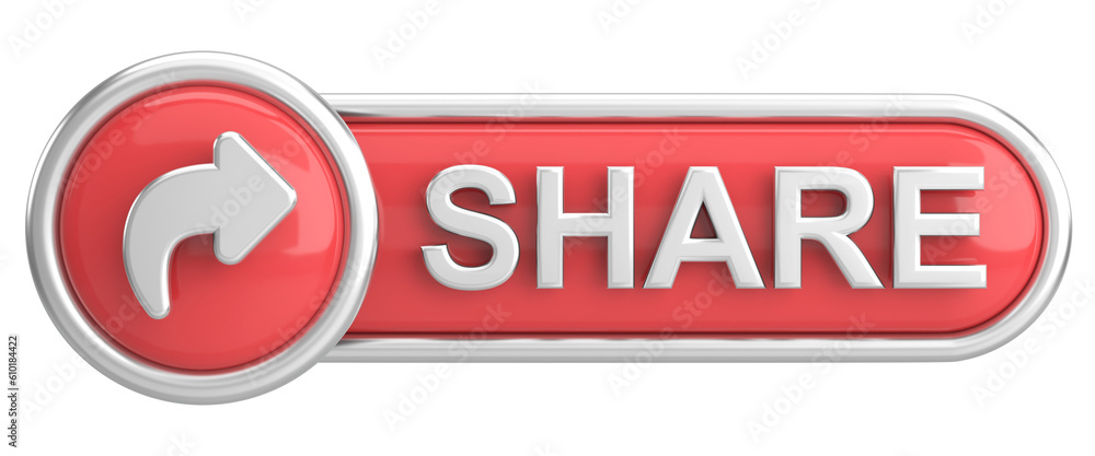 Share button. Share icon. 3D illustration. Share button. Share icon. 3D illustration.