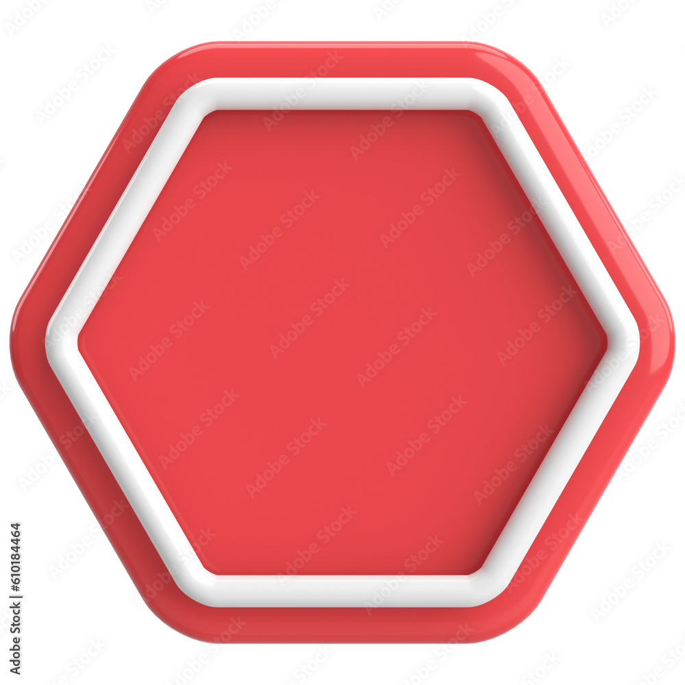 3D hexagon button. Empty button. 3D illustration. 3D hexagon button. Empty button. 3D illustration.