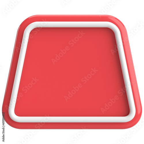 3D trapezoid button. Empty button. 3D illustration.