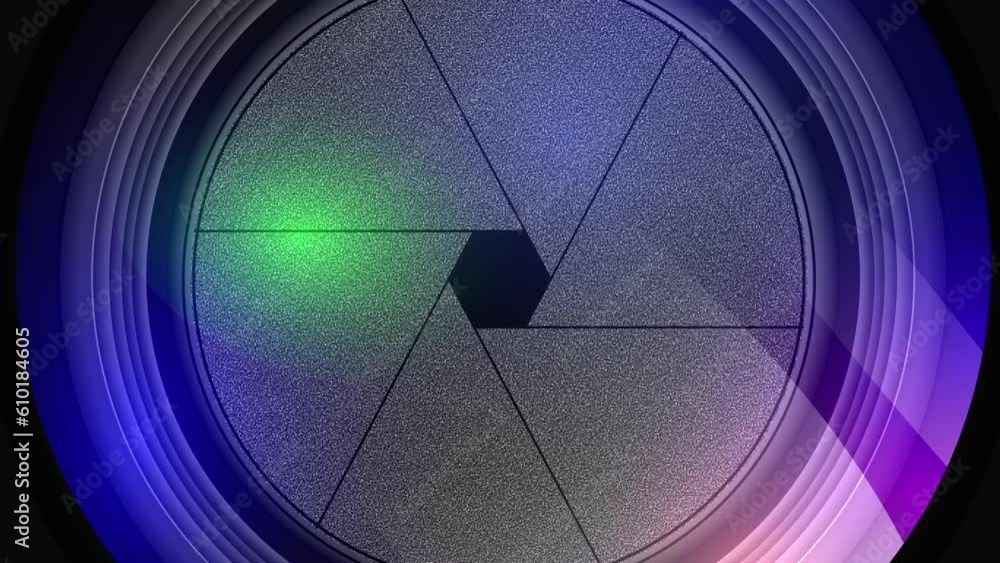 Camera Lens Aperture Diaphragm Opening and Closing. Close Up, Realistic