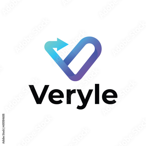 V letter modern 3d logo design