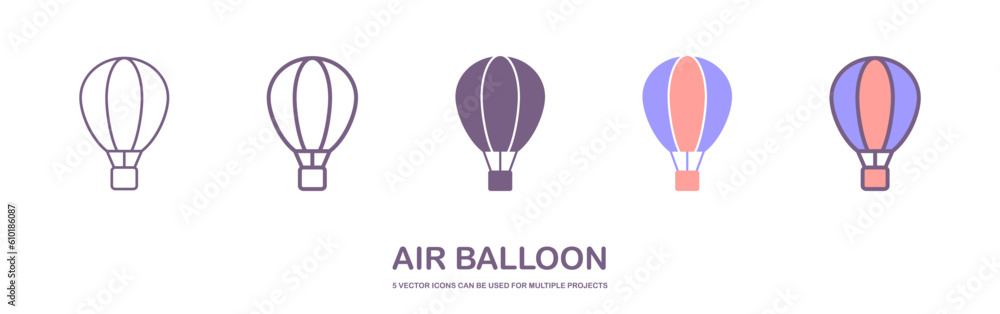 Vector illustration. Silhouette of hot air balloon. Air transport for travel. Isolated on white background Vector illustration. Silhouette of hot air balloon. Air transport for travel. Isolated on white background