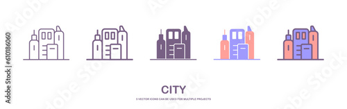City landscape vector icon. Downtown, buildings filled flat sign for mobile concept and web design. City street office building glyph icon. Symbol, logo illustration. Pixel perfect vector