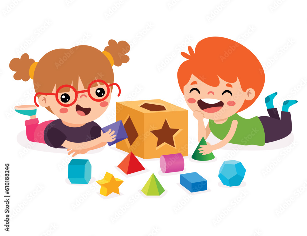 Kids Playing With Shape Sorter Toy Kids Playing With Shape Sorter Toy
