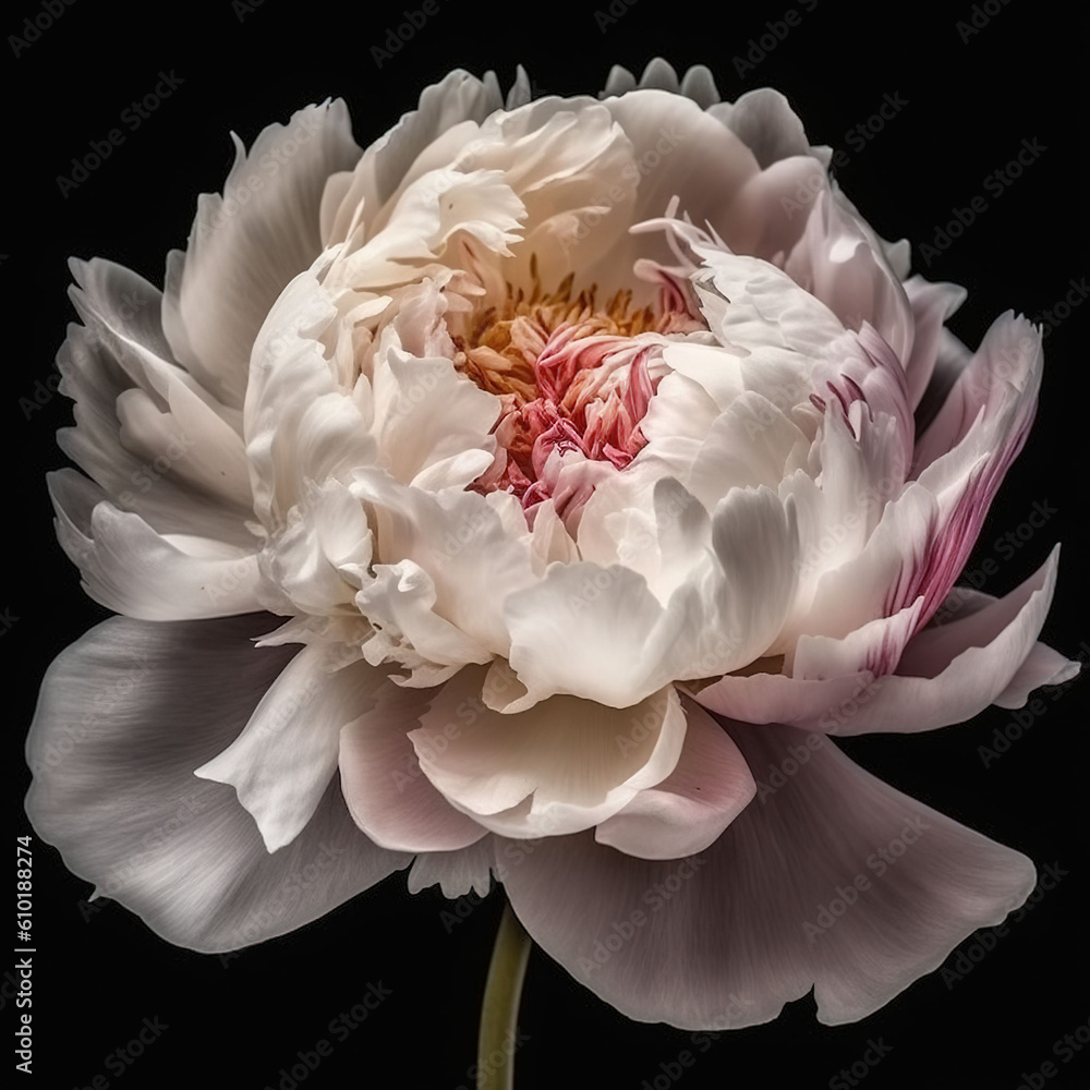 Beautiful white and red peony close-up, Generative AI Beautiful white and red peony close-up, Generative AI