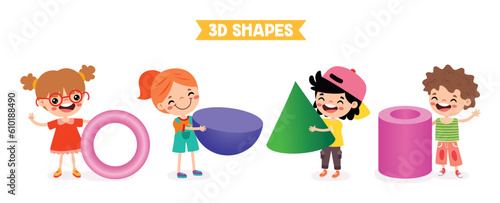 Kids Playing With 3d Geometric Shapes