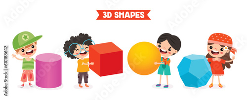 Kids Playing With 3d Geometric Shapes © yusufdemirci