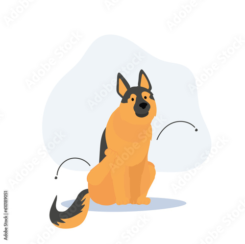  Pet and fleas concept. dog with skin parasites. Dog with Fleas. Flat vector cartoon illustration