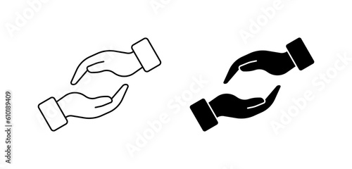 Care. Different styles, black, symbol of care. Vector icons.