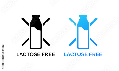 Lactose free. Different styles, colored, lactose free products. Vector icons.