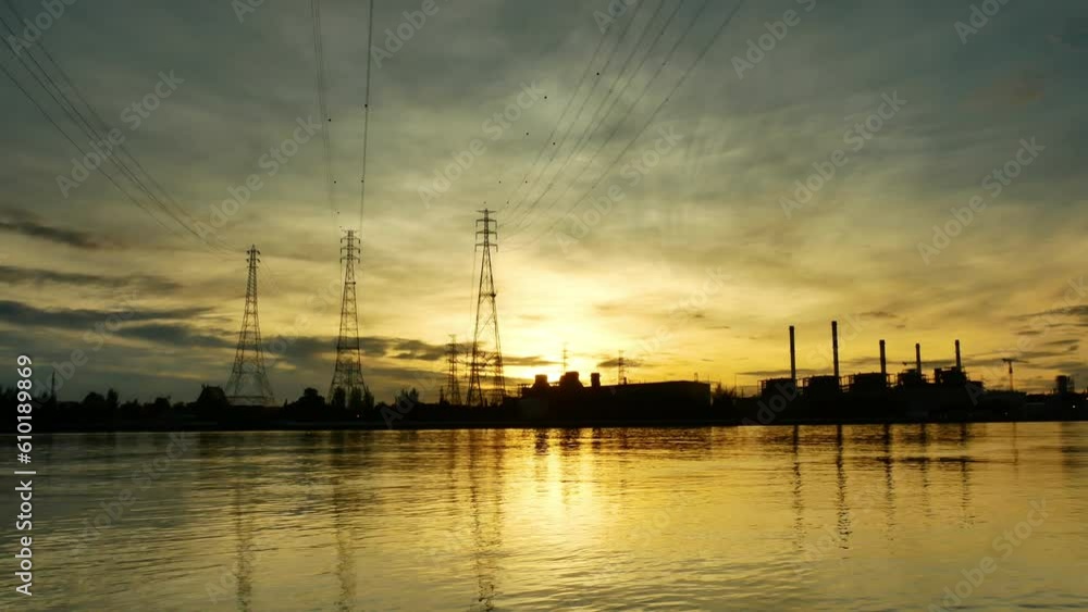 Electric power plant at sunset
Electric power plant at sunset