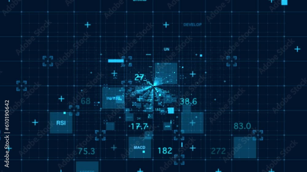 Digital technology business data grid looping background Digital technology business data grid looping background