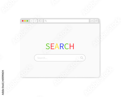 Browser page. Flat, color, browser layout. Vector illustration.