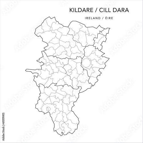 Vector Map of County Kildare (Countae Chill Dara) with the Administrative Borders of County, Districts, Local Electoral Areas and Electoral Divisions from 2018 to 2023 - Republic of Ireland photo