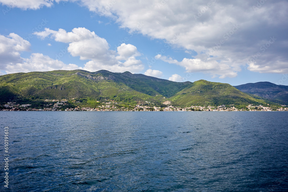 Kotor bay in Montenegro. Adriatic sea and mountains