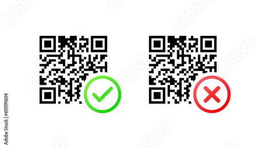 QR code. Flat, color, check qr code. Vector illustration.
