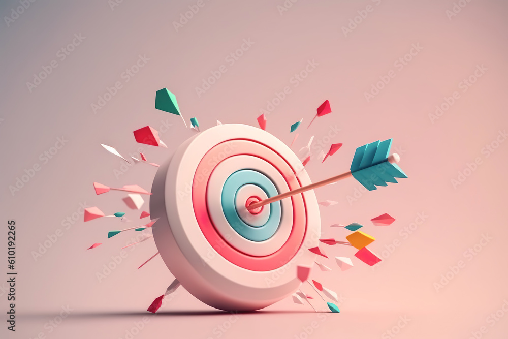 Arrow hit of target , Business target concept , Created with generative AI Arrow hit of target , Business target concept , Created with generative AI