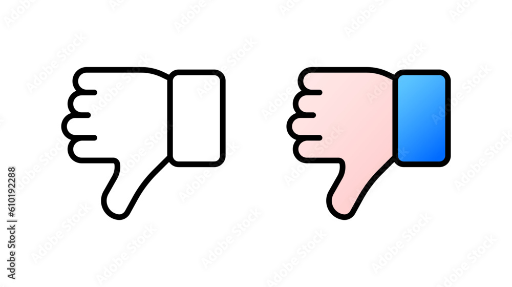 Dislike. Different styles, colorful, dislikes icon. Vector icons.