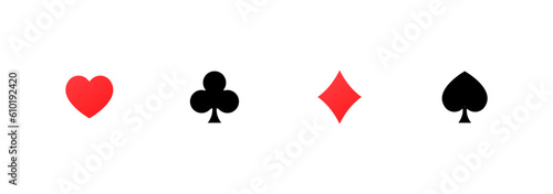 Card suits. Flat, color, playing card suits. Vector icons. photo